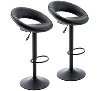 Taburetes de bar ajustables, modernos y elegantes taburetes giratorios de cuero sintético con respaldo hueco, sillas Airlift de altura de mostrador for cocina, comedor, pub, cafetería, juego de 2(Blac