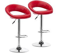 Taburetes de bar ajustables, modernos y elegantes taburetes giratorios de cuero sintético con respaldo hueco, sillas Airlift de altura de mostrador for cocina, comedor, pub, cafetería, juego de 2(Red)