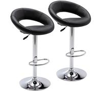 Taburetes de bar ajustables, modernos y elegantes taburetes giratorios de cuero sintético con respaldo hueco, sillas Airlift de altura de mostrador for cocina, comedor, pub, cafetería, juego de 2(Blac