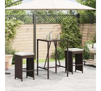 Taburetes de Bar Altos para Exterior, 2 Piezas con Cojines, Ratán Sintético y Estructura de Acero, Resistentes a la Intemperie y UV, para Jardín, Terraza o Patio, Color Marrón, 40 x 40 x 76 cm