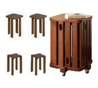Taburetes de bar, apilables de madera, asientos multiusos que ahorran espacio para salas de estar, dormitorios, balcones