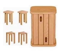 Taburetes de bar, apilables de madera, asientos multiusos que ahorran espacio para salas de estar, dormitorios, balcones