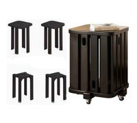 Taburetes de bar, apilables de madera, asientos multiusos que ahorran espacio para salas de estar, dormitorios, balcones