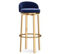 Taburetes de Bar con Altura de mostrador para Cocina, Silla de Comedor Moderna tapizada con Patas de Metal, Taburete Giratorio para Isla de Cocina, bistró, Azul, 25.6 Pulgadas