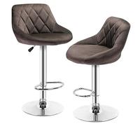 Taburetes de bar con respaldo, juego de 2 sillas de bar giratorias de respaldo alto para cocina y restaurante, taburetes marrones de altura de mostrador, diseño cómodo y elegante