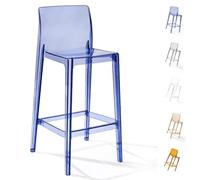 Taburetes de bar de acrílico transparente de 30 pulgadas, silla alta moderna para cocina y comedor, sin reposabrazos, color azul, 75 cm de alto, taburetes de mostrador elegantes, diseño transparente