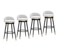 Taburetes de Bar de Hierro, Asiento de Terciopelo de 4 Piezas con Respaldo y reposapiés, Taburete de Mostrador de Cocina for Comedor, Pub, cafetería, Carga máxima 200 kg(Black White,75cm/29.5in)