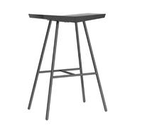 Taburetes de bar de madera maciza con forma de silla de montar, estilo industrial, taburetes altos con patas de metal, adecuados para islas de cocina, cafeterías y restau Black legs-black 65cm/25.6in