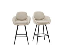Taburetes de bar de tejido chenilla beige y metal negro H68.5 cm (lote de 2) SLAKE