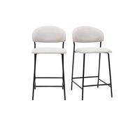 Taburetes de bar de tela efecto terciopelo texturizado beige H64 cm (lote de 2) BENTA