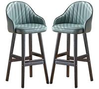 Taburetes de Bar de Tela Tecnológica, Taburete de Altura de Mostrador con Patas de Madera y Reposapiés, Sillas de Bar para Cocina Isla Pub Sala de Estar, Asiento Tapizado (Green 2ps,74cm/29in)