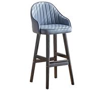 Taburetes de Bar de Tela Tecnológica, Taburete de Altura de Mostrador con Patas de Madera y Reposapiés, Sillas de Bar para Cocina Isla Pub Sala de Estar, Asiento Tapizado (Dark Blue 1ps,64cm/25in)