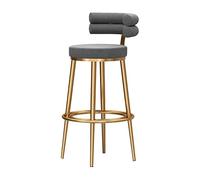 Taburetes de bar de terciopelo con respaldo, taburete de metal dorado para cocina y comedor, altura del asiento de 65 cm, silla lateral moderna para fiestas y bares