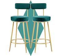 Taburetes de bar de terciopelo Juego de 2, taburetes de mostrador de comedor de desayuno con fideal de anillo y taburetes no deslizantes altos para la cocina de la barra de desayuno y el hogar