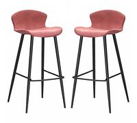 Taburetes de Bar de Terciopelo, Sillas de Bar de Altura de Mostrador con Respaldo, Patas de Metal y Reposapiés, Sillas Tapizadas para Comedor de Cocina de Isla (Pink 2ps,75cm/30in)