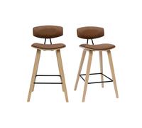 Taburetes de bar design marrón y madera clara de 69 cm de altura (juego de 2) VASCO