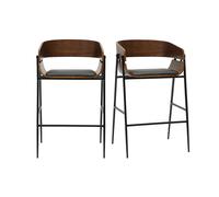 Taburetes de bar diseño madera oscura y metal negro (lote de 2) WESS