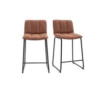 Taburetes de bar en tejido chenilla tierra quemada y metal negro H65.6 cm (lote de 2) VISTO