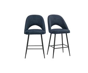 Taburetes de bar en tela de efecto terciopelo texturizado azul oscuro H65 cm (juego de 2) COSETTE
