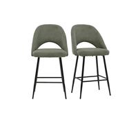Taburetes de bar en tela de terciopelo de pana verde caqui H65 cm (juego de 2) COSETTE