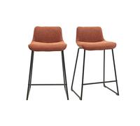 Taburetes de bar en tela de terciopelo texturizado color tierra quemada y metal negro H65 cm (lote de 2) BOOST