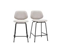 Taburetes de bar en tela efecto terciopelo texturado beige y metal H66.5 cm BARNET (lote de 2)