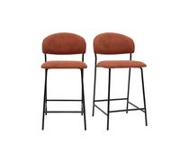 Taburetes de bar en tela efecto terciopelo texturado color tierra quemada H64 cm (juego de 2) BENTA