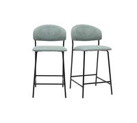 Taburetes de bar en tela efecto terciopelo texturado verde celadón H64 cm (lote de 2) BENTA