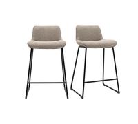 Taburetes de bar en tela taupe y metal negro H65 cm (lote de 2) BOOST