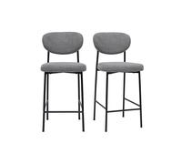 Taburetes de bar fijos de tela con efecto terciopelo texturizado de color gris claro H65 cm (juego de 2) BREKA