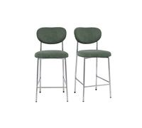 Taburetes de bar fijos en tejido de terciopelo acanalado verde caqui H65 cm (lote de 2) BREKA
