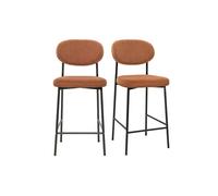 Taburetes de bar fijos en tela terciopelo de pana tierra quemada H65 cm (lote de 2) BREKA