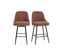 Taburetes de bar giratorios 360° en tejido chenilla tierra quemada y metal H66 cm (juego de 2) HASTA
