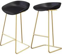 Taburetes de bar industriales tapizados con respaldo bajo con patas de metal y reposapiés, juego de 2 taburetes de bar perfectos para islas de cocina y barras de desayuno (negro, 75 cm)