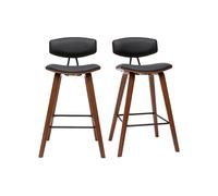 Taburetes de bar moderno negro y madera oscura A69 cm (lote de 2) VASCO