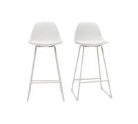 Taburetes de bar modernos blancos patas metal 66 cm (lote de 2) FRANZ