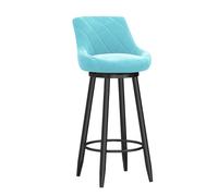 Taburetes de bar modernos con giro de 360°, silla de bar con asiento y respaldo tapizados en terciopelo, ideales for mostradores, bares en casa e islas de cocina.(Black-Light blue,75cm/29.5in)