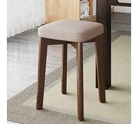 Taburetes de bar modernos de 18 pulgadas de altura de mostrador con cojín suave, taburete de cocina de madera para tocador, baño, taburetes pequeños apilables para sentarse cómodamente (beige)