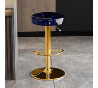 Taburetes de bar modernos de acrílico para encimera de cocina, sillas de bar giratorias ajustables con barra de elevación dorada, taburetes de altura de mostrador de color azul