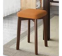Taburetes de bar modernos de madera con cojín suave, apilables, pequeños, para tocador, baño, naranja, 31 x 31 x 45 cm