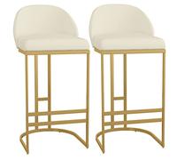 Taburetes de bar modernos de piel sintética, paquete de 2 unidades, 25.6 pulgadas de altura, respaldo bajo con reposapiés, ideal para cocina, isla, comedor, pub, cafetería, capacidad de 330 libras