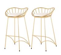 Taburetes de bar modernos de terciopelo Juego de 2 elegantes taburetes tapizados con respaldo y reposapiés Sillas de 29,5 pulgadas de alto con patas de metal para el bar de la isla comedor cocina