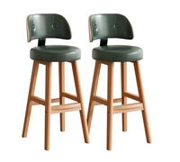 Taburetes de bar modernos Juego de 1/2/3/4, taburetes de mostrador con respaldo y marco de madera, reposapiés, sillas de bar tapizadas de cuero PU for isla de cocina(Dark green-2PCS,Height 85cm)