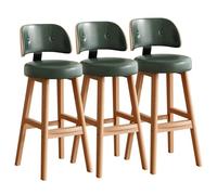 Taburetes de bar modernos Juego de 1/2/3/4, taburetes de mostrador con respaldo y marco de madera, reposapiés, sillas de bar tapizadas de cuero PU for isla de cocina(Dark green-3PCS,Height 85cm)