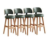Taburetes de bar modernos Juego de 1/2/3/4, taburetes de mostrador con respaldo y marco de madera, reposapiés, sillas de bar tapizadas de cuero PU for isla de cocina(Dark green-4PCS,Height 55cm)