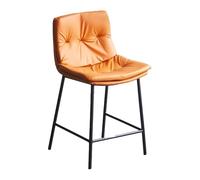Taburetes De Bar Modernos, Taburetes De Bar Altos con Respaldo, Sillas De Cocina De Cuero Sintético con Reposapiés, For Bares, Cocinas, Salas De Estar, Oficinas.(Orange)