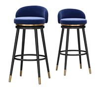 Taburetes de bar negros de terciopelo ergonómico con la espalda, juego de 2 sillas de comedor de patas de metal para el mostrador de la cocina y la isla, elegantes asientos de la barra del hogar