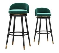 Taburetes de bar negros de terciopelo ergonómico con la espalda, juego de 2 sillas de comedor de patas de metal para el mostrador de la cocina y la isla, elegantes asientos de la barra del hogar