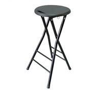 Taburetes de bar plegables de 24/28 pulgadas, asientos de encimera de cocina sin respaldo con asa y reposapiés, taburete de desayuno portátil para adultos, color negro (60 cm)