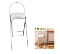 Taburetes de bar plegables modernos con respaldo y reposapiés, 60/65/70/75 cm de altura ajustable, marco de metal, sillas de cocina para comedor y maquillaje, taburetes de bar blancos